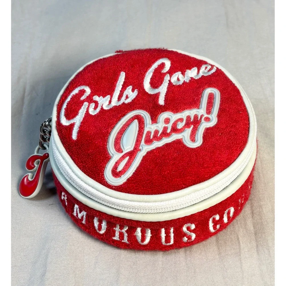 Vintage Y2K Juicy Couture Girls Gone Juicy Red Velour travel jewelry case